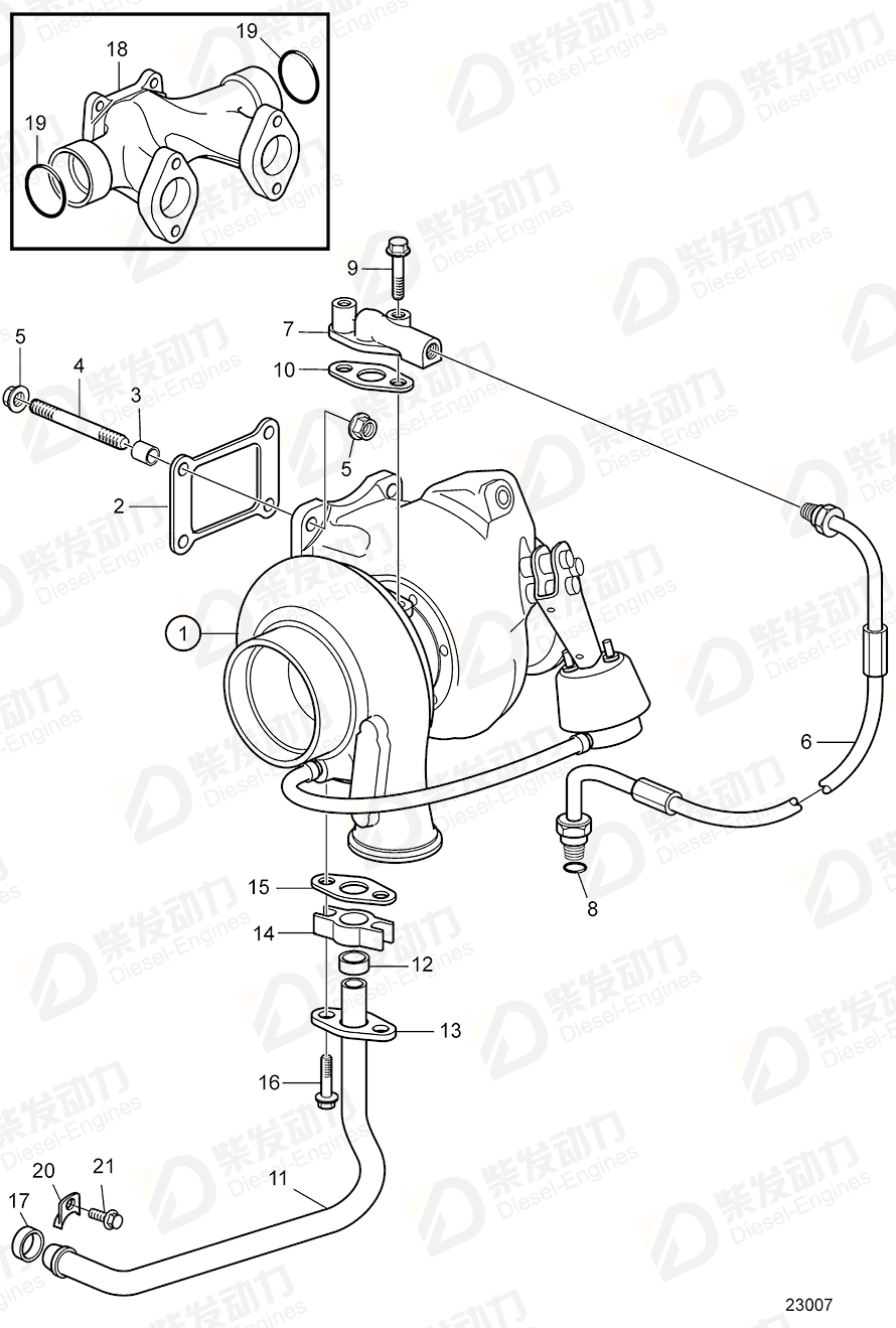volvo penta Turbocharger 3801118 Drawing